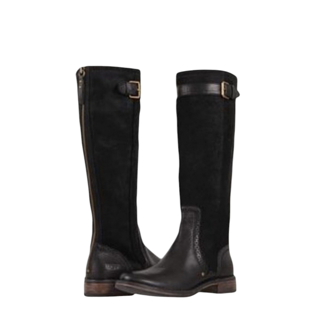 UGG Castille Black Suede Leather Knee High Boots